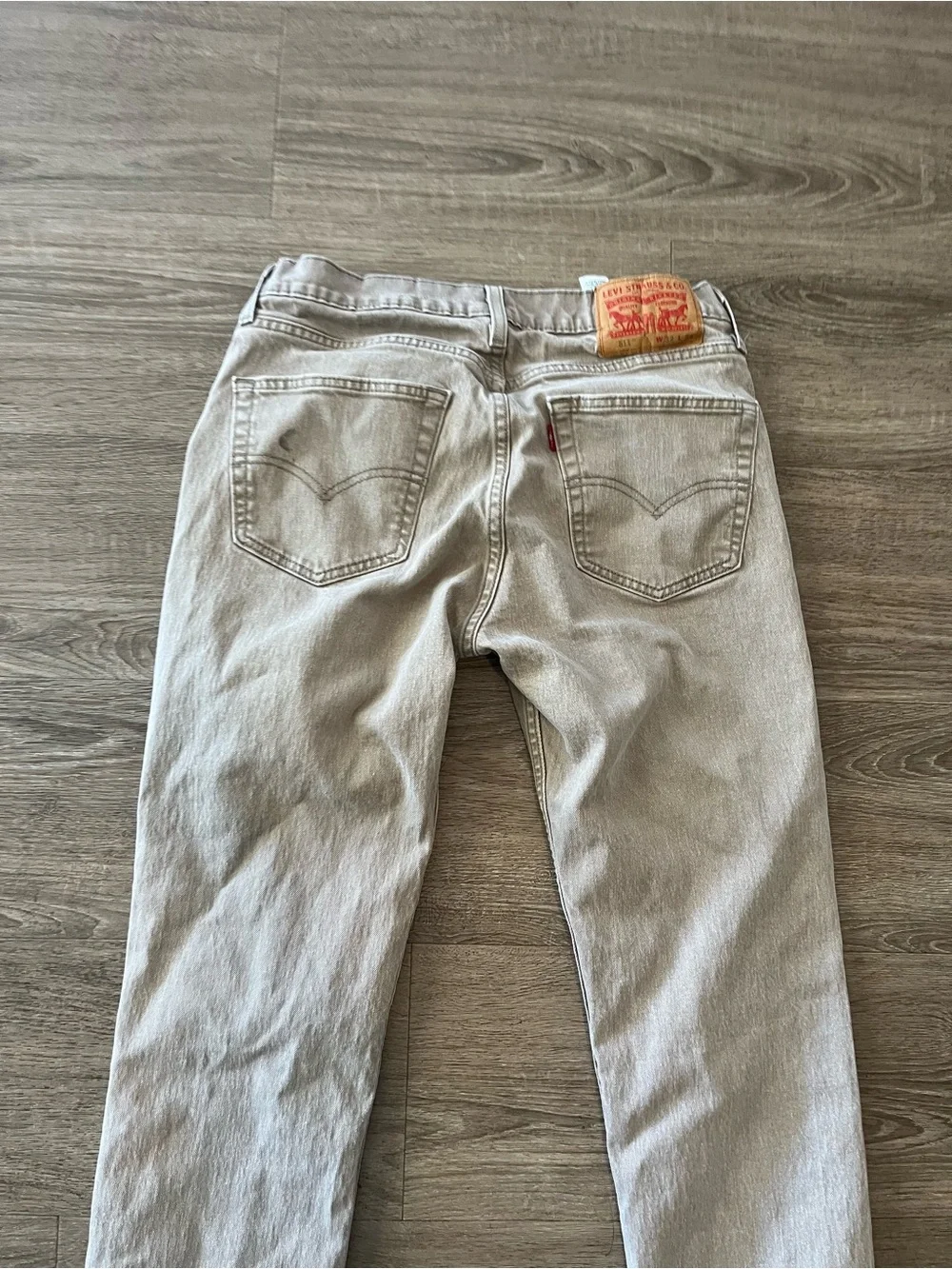Levi’s 511 Slim Khaki Jeans Mens 32x34 Beige Stretch Denim Distressed Pants
